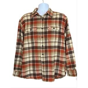 Timberland Heavy Flannel Plaid Button Up Long Sleeve Shirt Men's Size XL